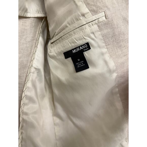 Murano beige 100% linen medium Blazer light brown tan women's 2 button - Picture 6 of 9